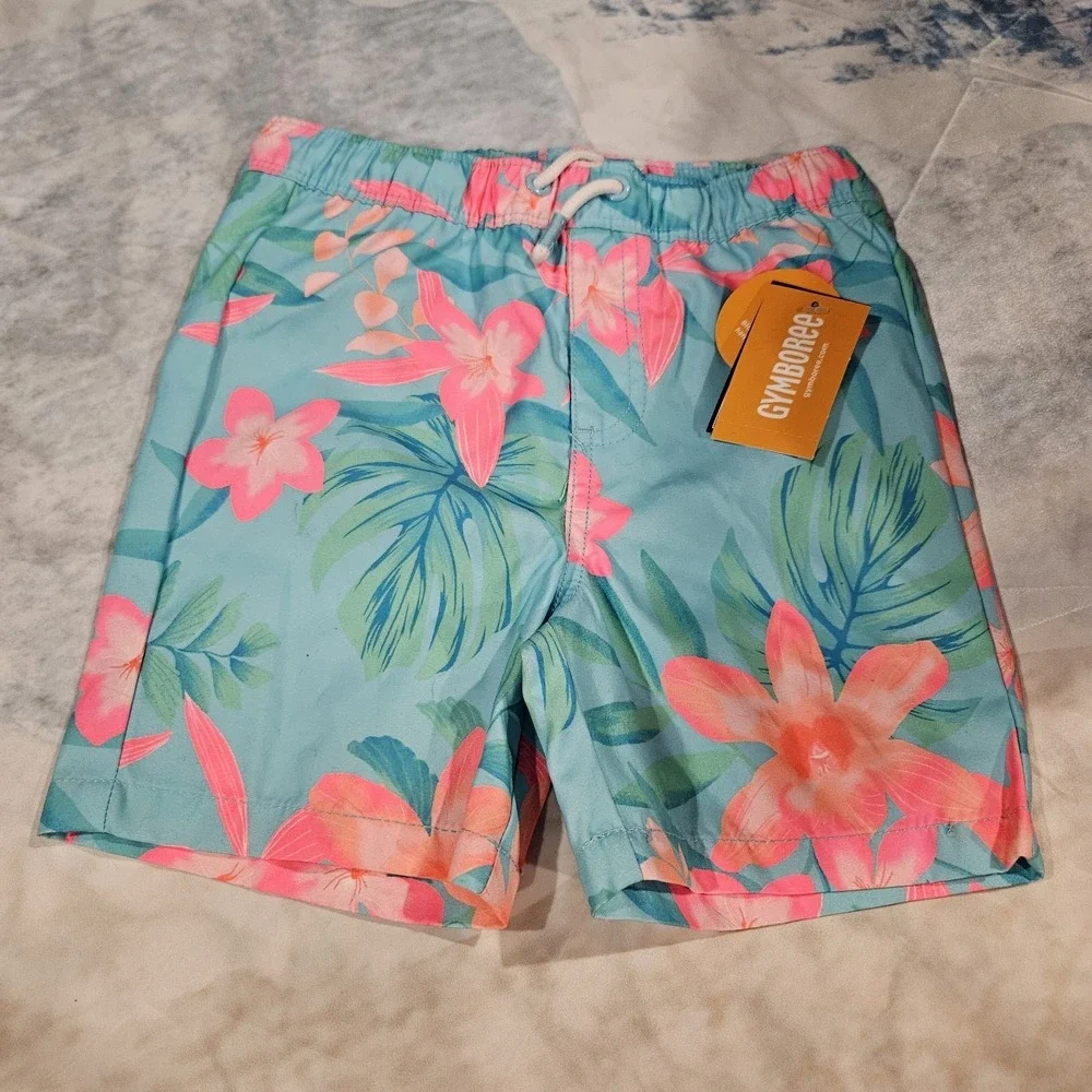 Boys Swim Trunks 5T Bundle Cat‎ & Jack Gymboree Dinosaur Tropical NWT 2 Pc